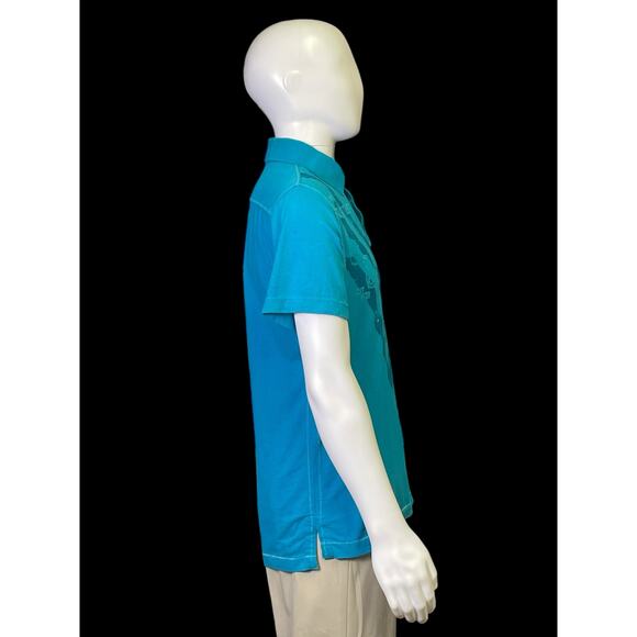 The Original Arizona Jean Company Men's Turquoise Blue Polo Graphic Shirt Large - Picture 4 of 10